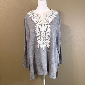 John Mark Grey and Ivory Embroidered Tunic